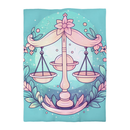 Astrología Libra - Iluminación suave y símbolo del signo del zodíaco en colores pastel - Funda nórdica de microfibra 