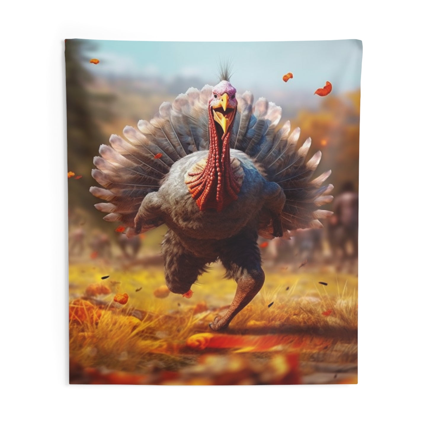 Thanksgiving Trot Turkey Run Athlete Sprint Racer Holiday Feast Dinner - Indoor Wall Tapestries