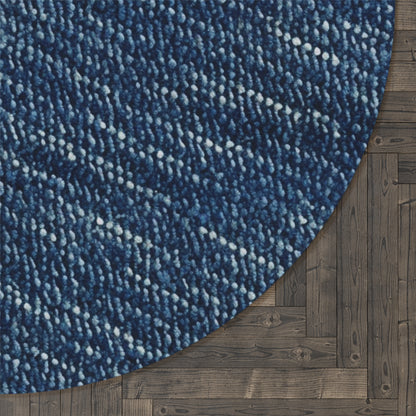 Denim-Inspired Design - Distinct Textured Fabric Pattern - Round Rug