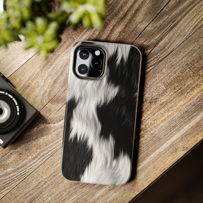 Cowhide on Hair Leather - Black and White - Designer Style - Tough Phone Cases