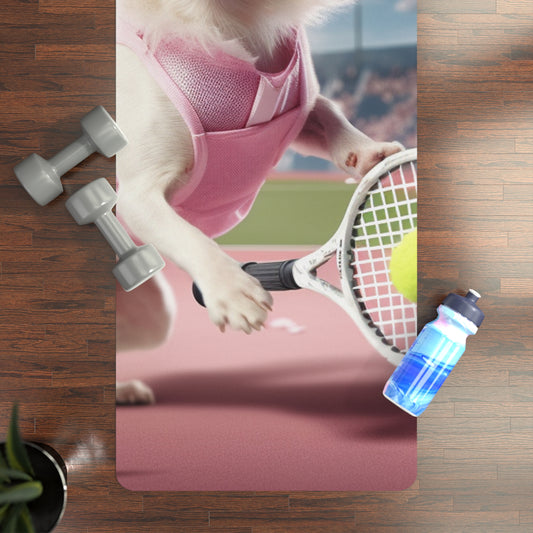 Chihuahua Tennis Ace: Dog Pink Outfit, Court Atheletic Sport Game - Rubber Yoga Mat