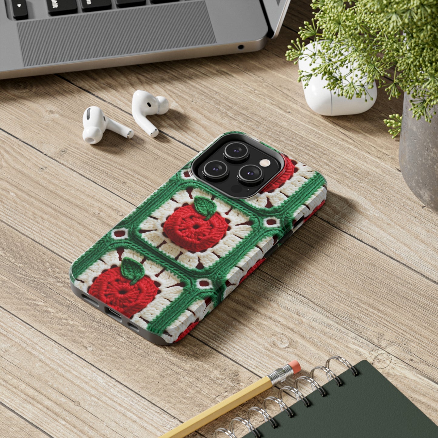 Apple Granny Square Crochet Pattern: Wild Fruit Tree, Delicious Red Design - Tough Phone Cases