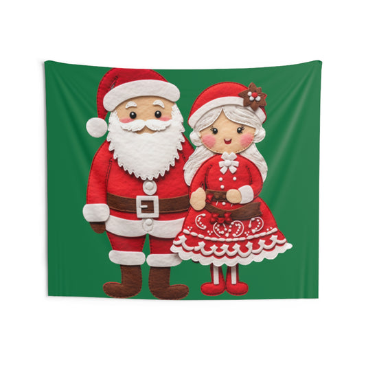 Santa & Mrs. Claus Felt Duo - Charming Handcrafted Christmas Decor, Festive Embroidered Holiday Figures - Indoor Wall Tapestries