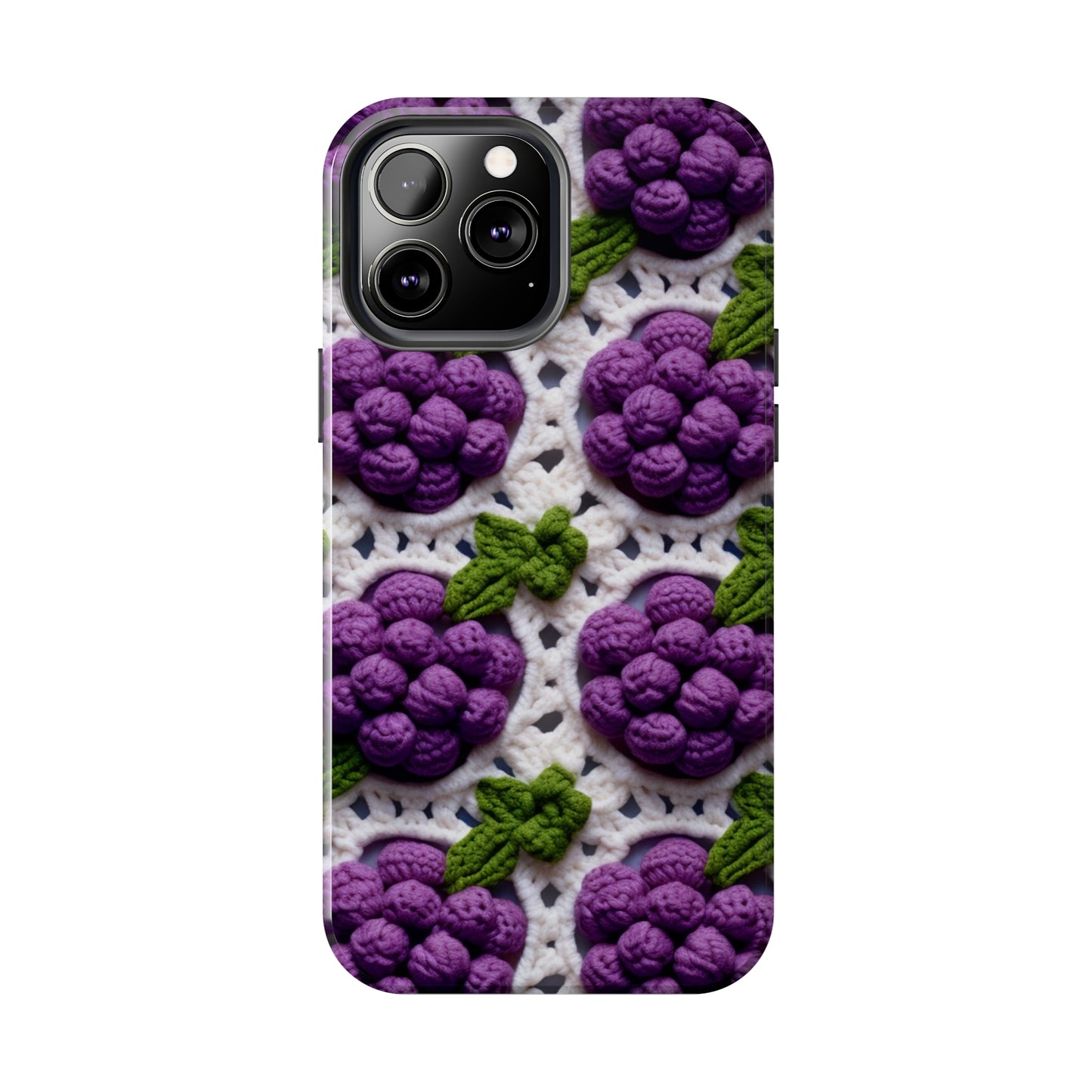 Crochet Grapes Pattern - Granny Square Design - Fresh Fruit Pick - Orchard Purple Snack Food - Tough Phone Cases