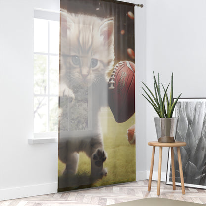 Football Kitty Fantasy: Feline Cat American Sport Quarterback - Window Curtain