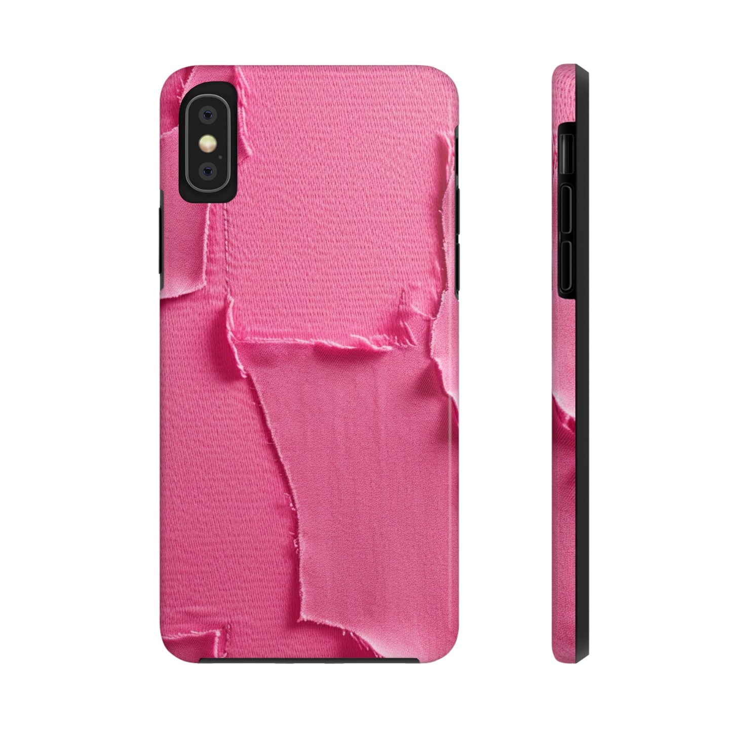 Distressed Neon Pink: Edgy, Ripped Denim-Inspired Doll Fabric - Tough Phone Cases