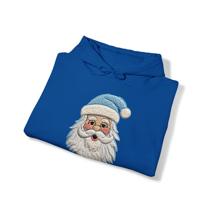 Blue Santa Chenille Patch - Chritmas Hoiday Design - Unisex Heavy Blend™ Hooded Sweatshirt