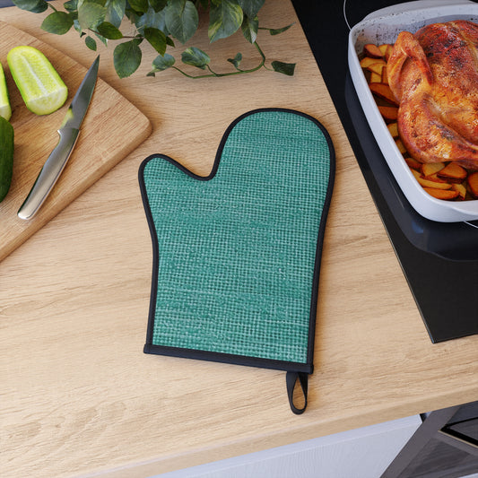 Diseño de tela vaquera color turquesa menta de calidad, material elegante, guante para horno