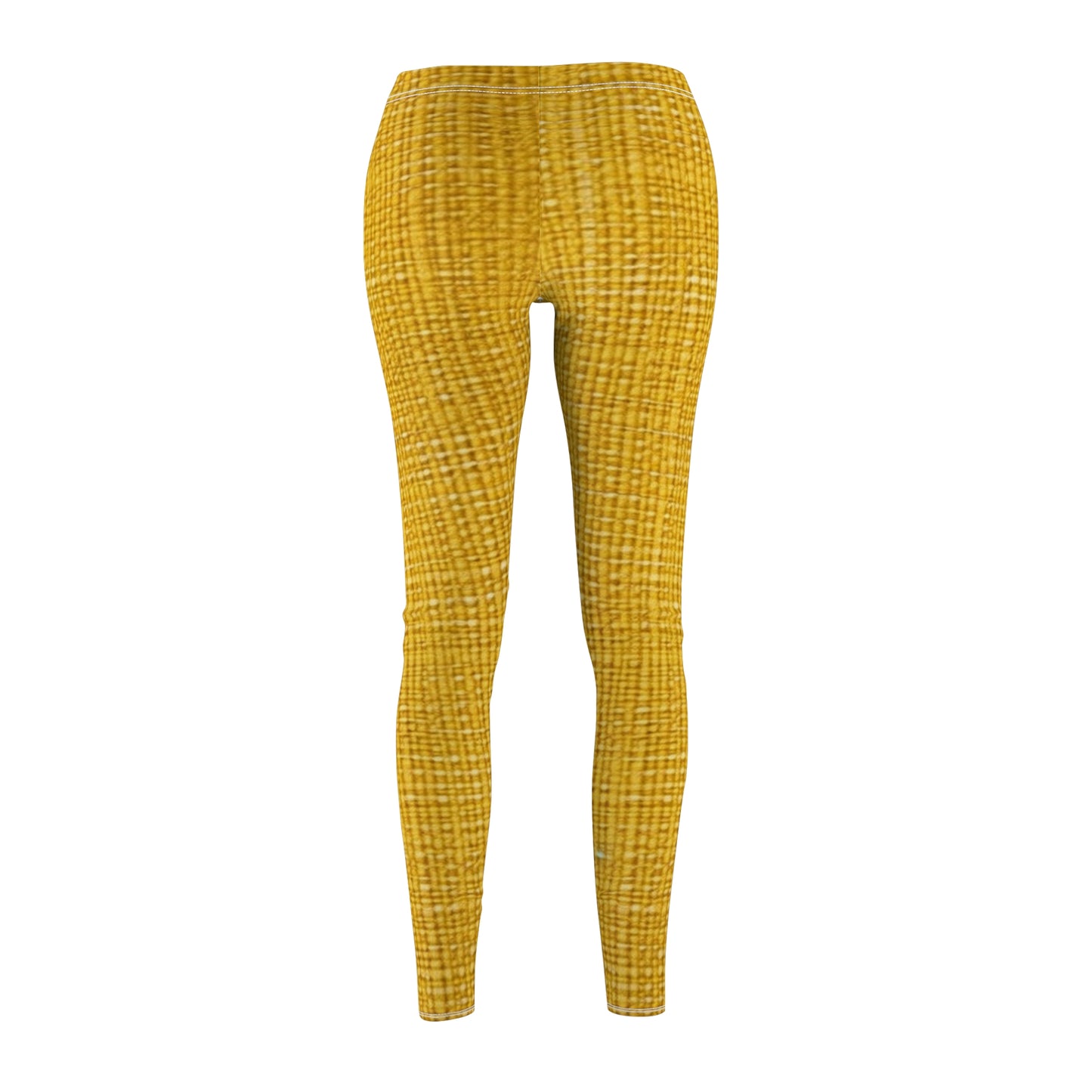 Radiant Sunny Yellow: Denim-Inspired Summer Fabric - Women's Cut & Sew Casual Leggings (AOP)