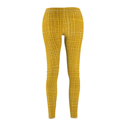 Radiant Sunny Yellow: Denim-Inspired Summer Fabric - Women's Cut & Sew Casual Leggings (AOP)