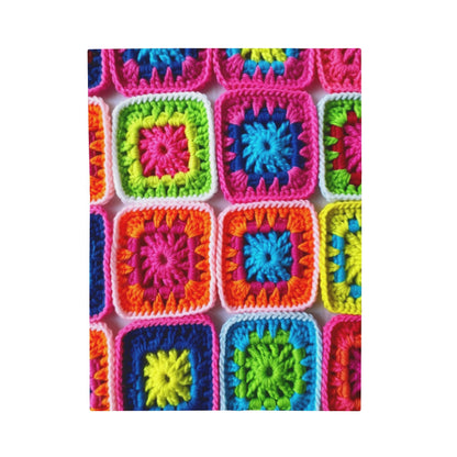 Crochet Granny Square, Algodón de Verano, Patchwork, Diseño Floral Retro, Algodón de Ganchillo - Manta de Felpa de Pana 