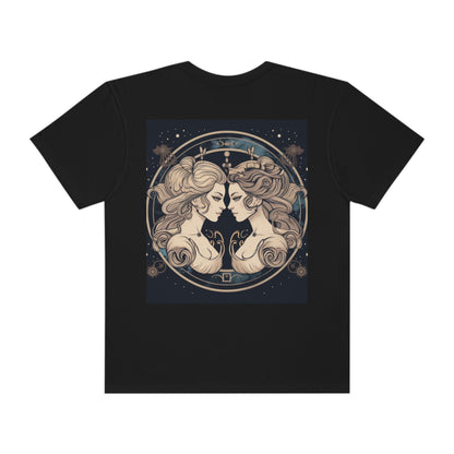 Duality of Gemini - Expressive Twins Zodiac Astrology - Unisex Garment-Dyed T-shirt