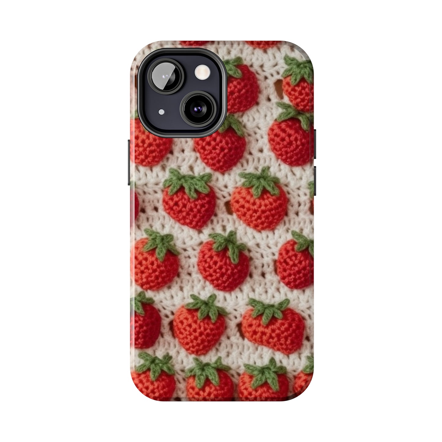 Strawberry Traditional Japanese, Crochet Craft, Fruit Design, Red Berry Pattern - Tough Phone Cases