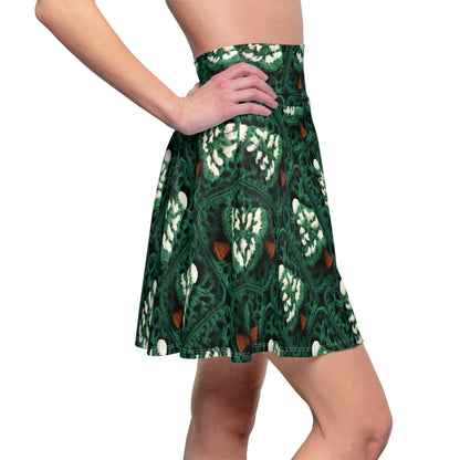 Evergreen Christmas Trees Crochet, Festive Pine Tree Holiday Craft, Yuletide Forest, Winter - Women's Skater Skirt (AOP)