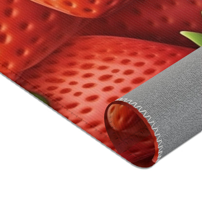 Garden Strawberries- Wild Sweet Gourmet - Farm Growing Ripe Red Fruit -Area Rugs