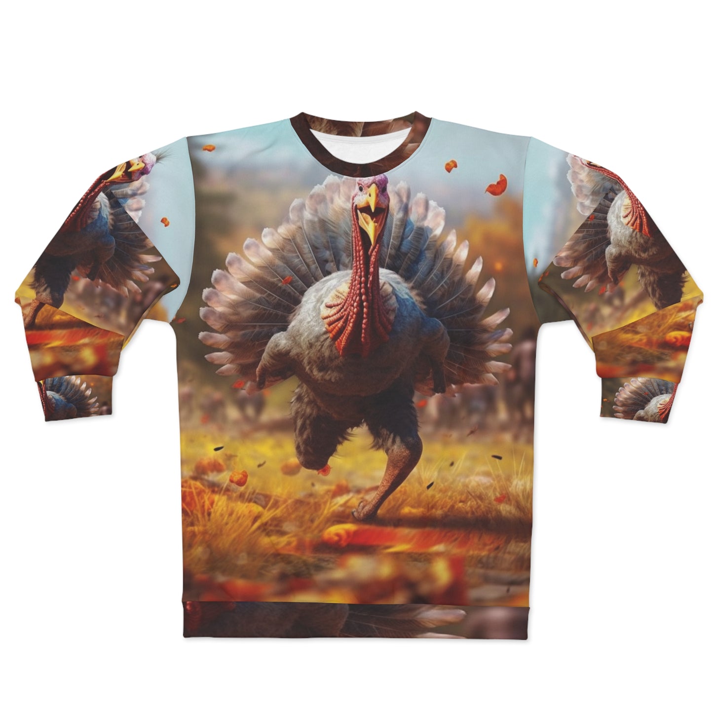 Thanksgiving Trot Turkey Run Athlete Sprint Racer Holiday Feast Dinner - Unisex Sweatshirt (AOP)