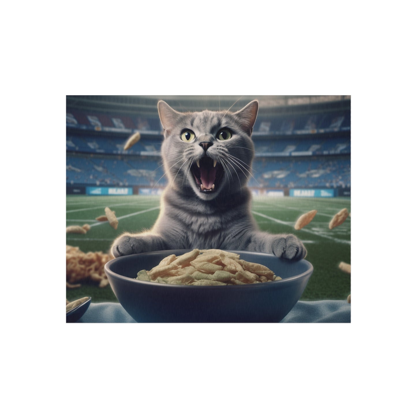 Halftime Football Feline: Screaming Sports Fan Cat Stadium Food Kitten - Outdoor Rug