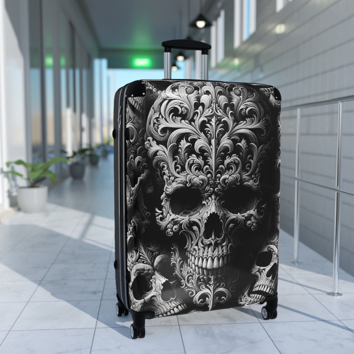 Obsidian Trek: Black Gothic, Skull Embossed, Suitcase