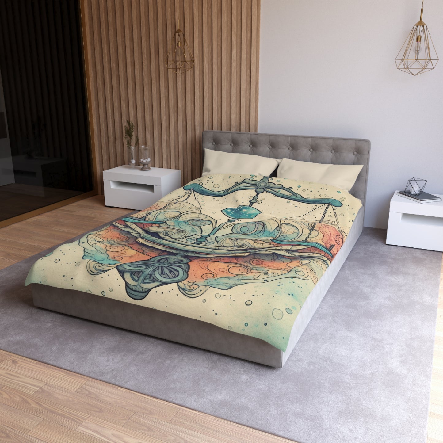 Libra Zodiac - Astrology Sign Street Art Equilibrium in Pastels - Microfiber Duvet Cover