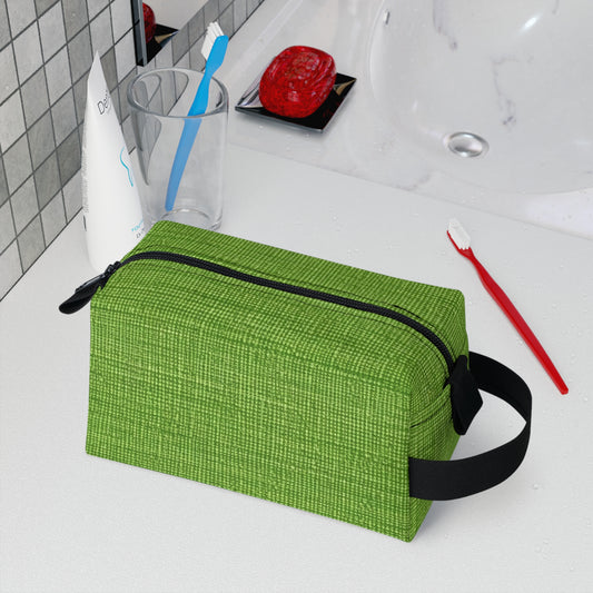 Olive Green Denim-Style: Seamless, Textured Fabric - Toiletry Bag