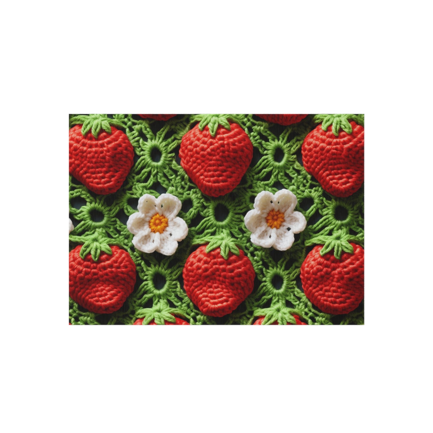 Strawberry Field Crochet - Forever Forest Greens - Fruit Berry Harvest Crop - Outdoor Rug