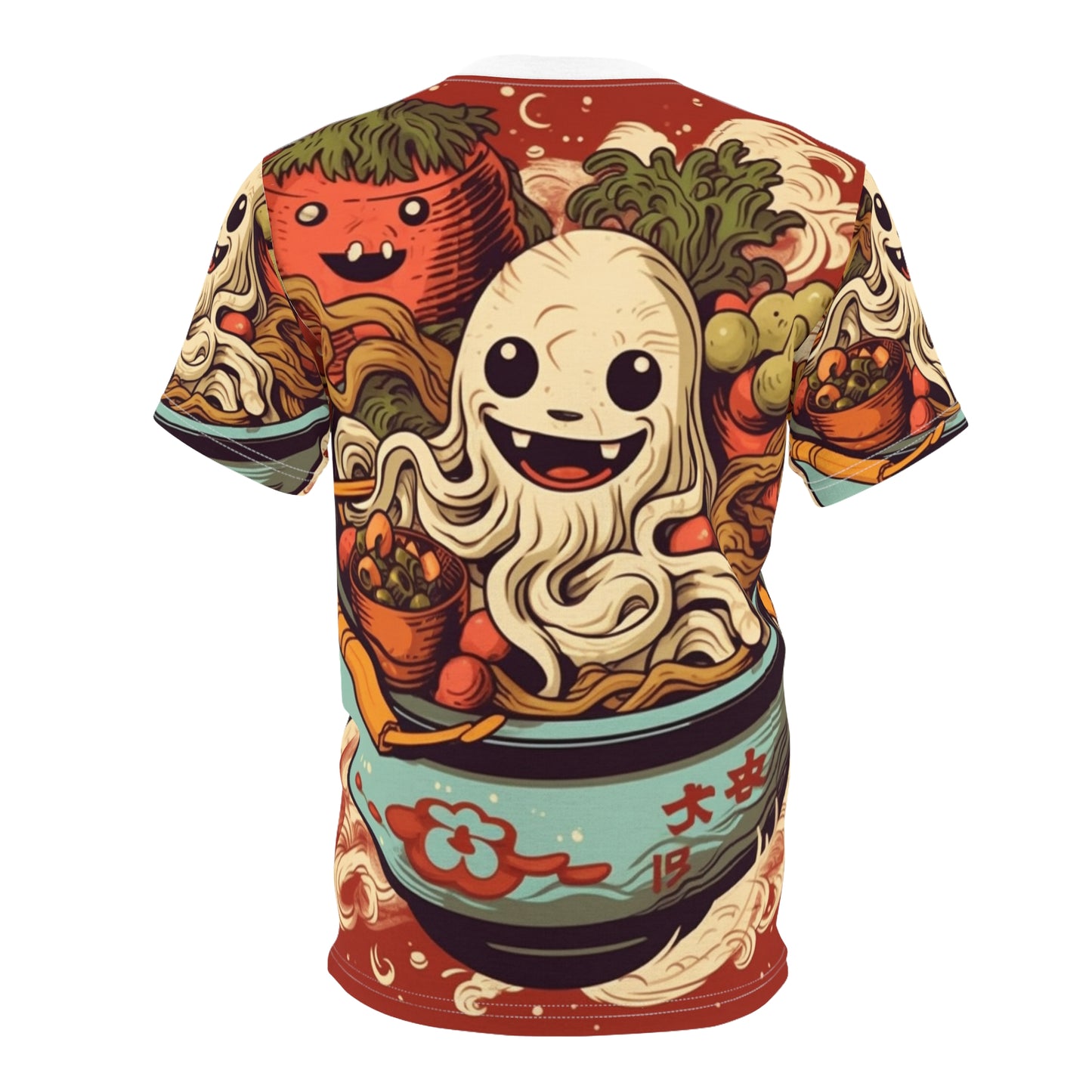 Japanese Halloween Ghost Ramen Classic Haunted Japan Holiday Design - Unisex Cut & Sew Tee (AOP)