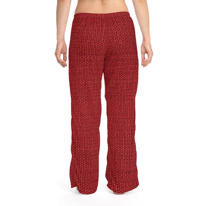 Rojo rubí atrevido: estilo apasionante de tela inspirado en la mezclilla - Pantalones de pijama para mujer (AOP)