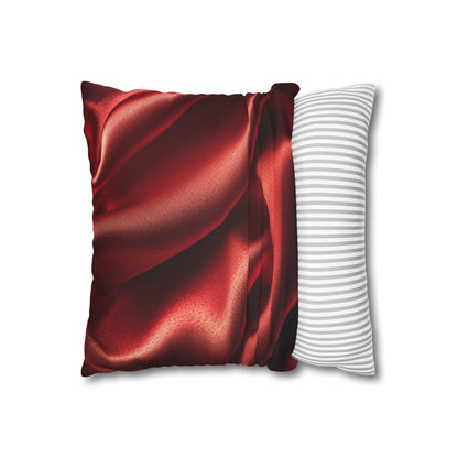 Red Silk, Spun Polyester Square Pillowcase