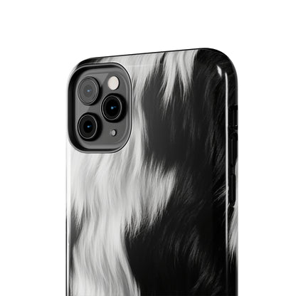 Cowhide on Hair Leather - Black and White - Designer Style - Tough Phone Cases