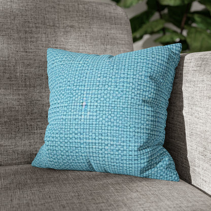 Bright Aqua Teal: Denim-Inspired Refreshing Blue Summer Fabric - Spun Polyester Square Pillow Case