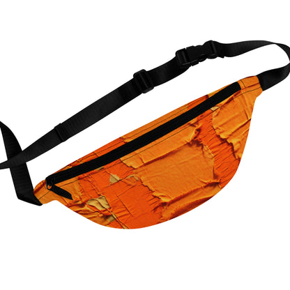 Fiery Citrus Orange: Edgy Distressed, Denim-Inspired Fabric - Fanny Pack