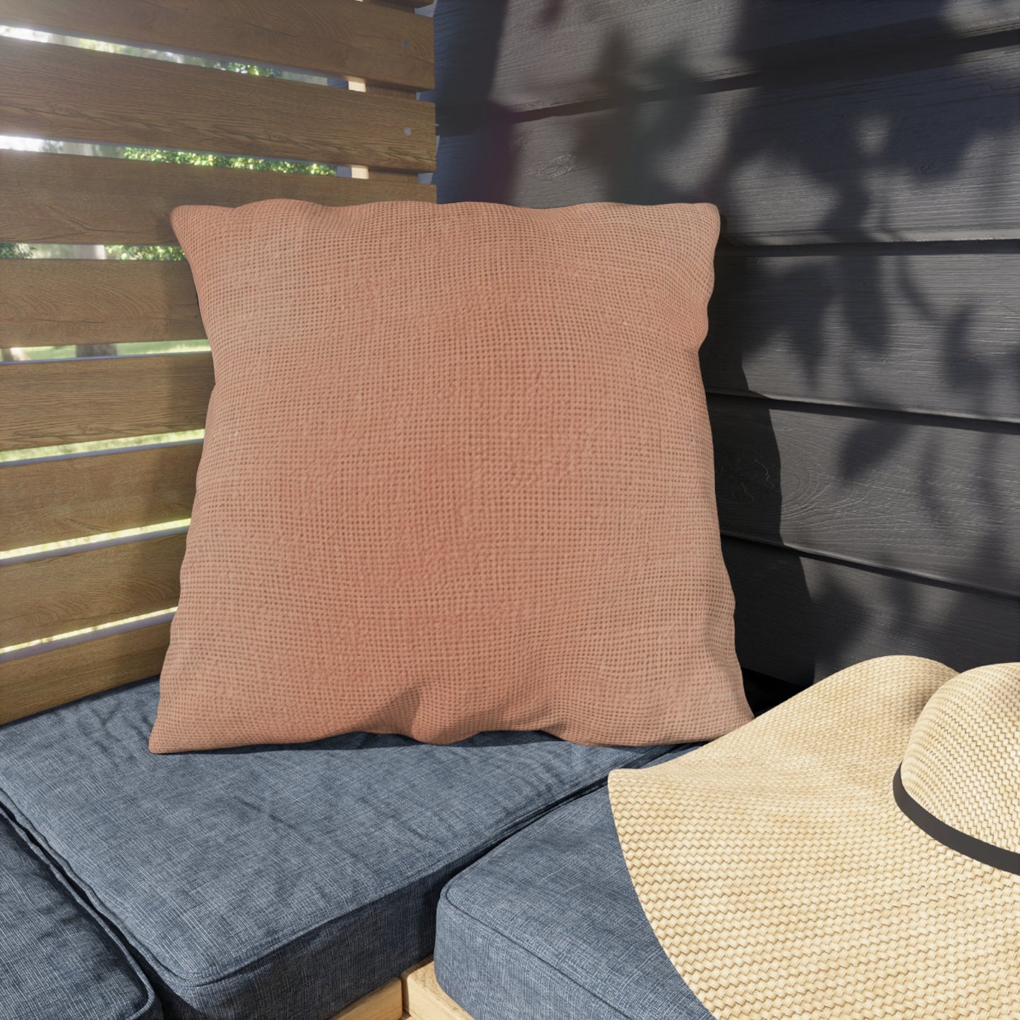 Soft Pink-Orange Peach: Denim-Inspired, Lush Fabric - Outdoor Pillows