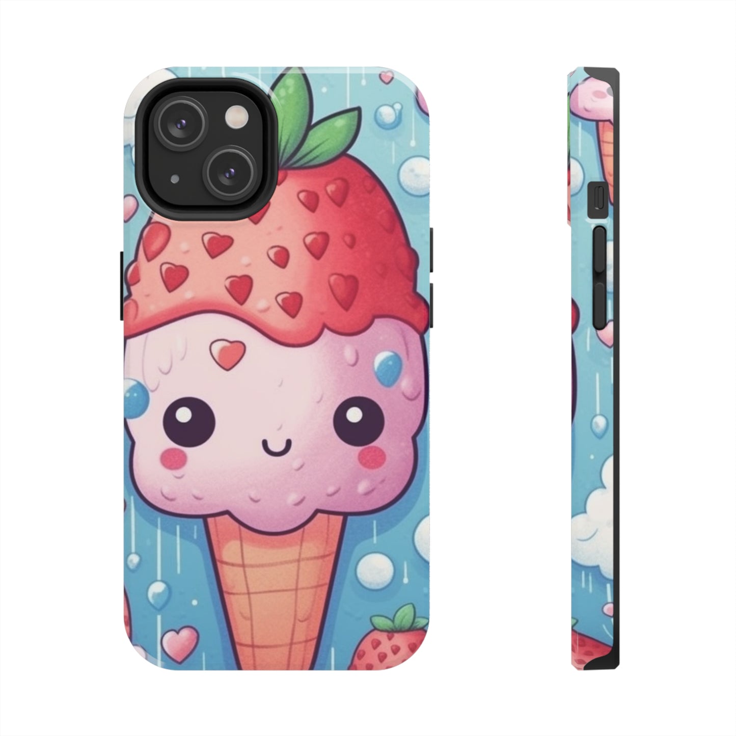 Kawaii Strawberry Sundae Cone - Traditional Japanese Anime Dessert Delight - Sweet Berry Otaku Gift - Tough Phone Cases