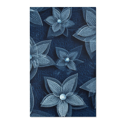 Hawaiian Flower Design - Denim-Inspired Decor Piece - Area Rugs