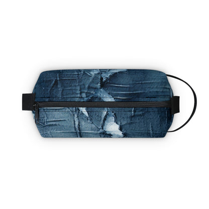 Distressed Blue Denim-Look: Edgy, Torn Fabric Design - Toiletry Bag