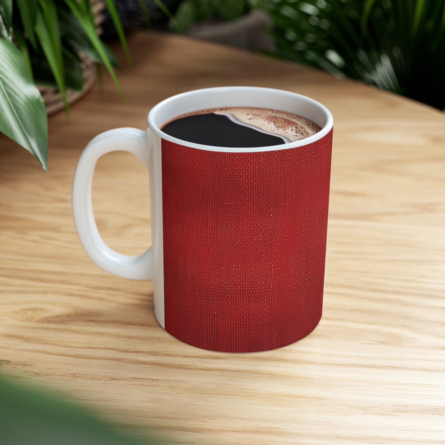 Juicy Red Berry Blast: Denim Fabric Inspired Design - Ceramic Mug 11oz