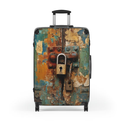 Rustic Lock with Peeling Paint, Old World Charm Suitcase