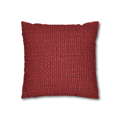 Bold Ruby Red: Denim-Inspired, Passionate Fabric Style - Spun Polyester Square Pillow Case