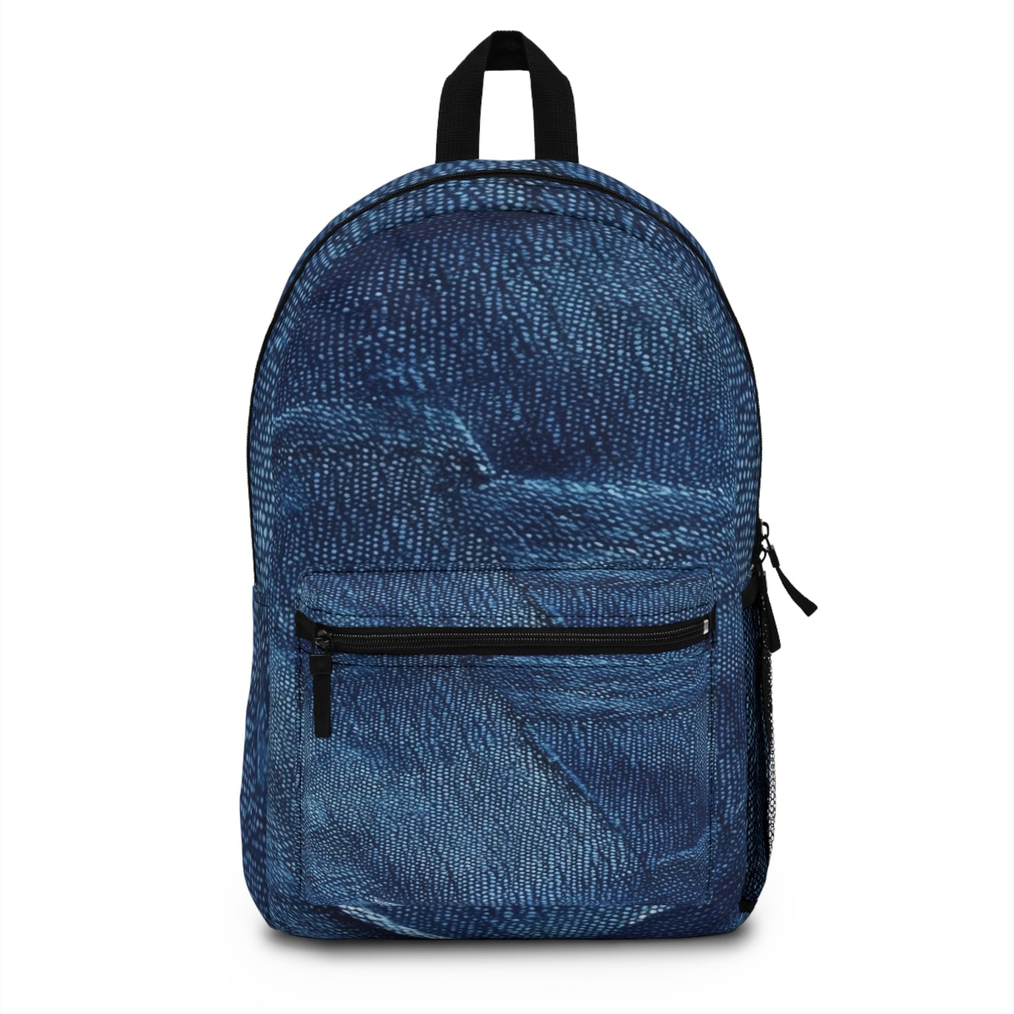 Dark Blue: Distressed Denim-Inspired Fabric Design - Backpack