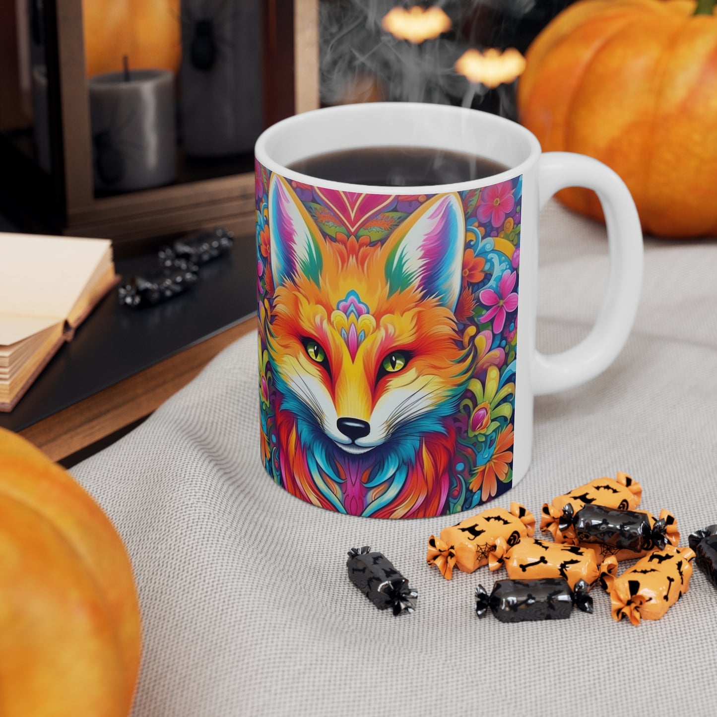 Vibrant & Colorful Fox Design Unique and Eye-Catching Animal - Ceramic Mug 11oz