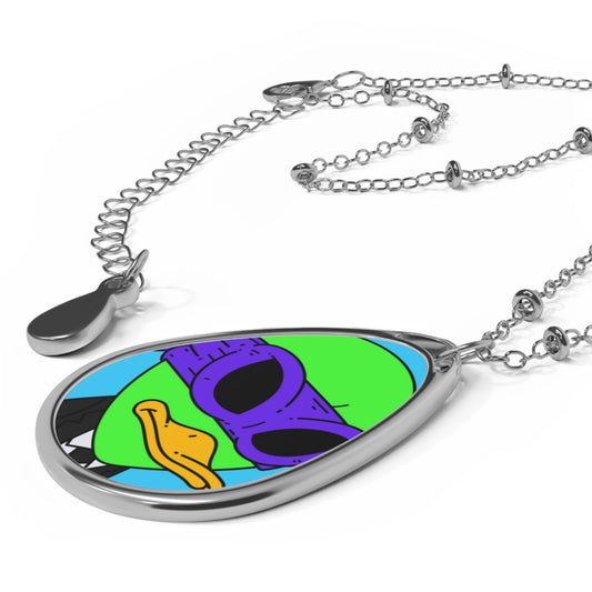 Alien Visitor 751 Galactic - Oval Necklace