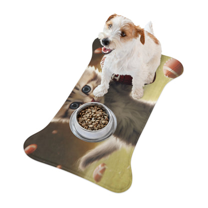 Football Kitty Fantasy: Feline Cat American Sport Quarterback - Pet Feeding Mats