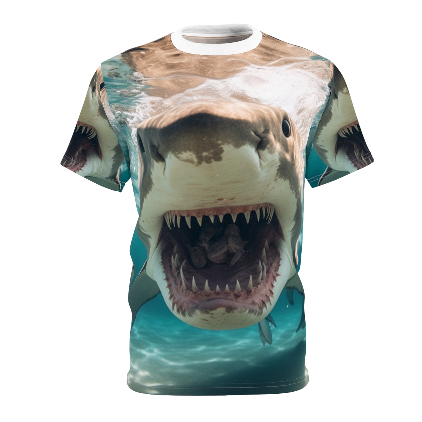 Bull Shark: River Monster Menace - Realistic Dark Water Predator - Unisex Cut & Sew Tee (AOP)