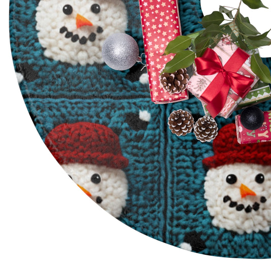 Snowman Crochet Craft, Festive Yuletide Cheer, Winter Wonderland - Christmas Tree Skirts