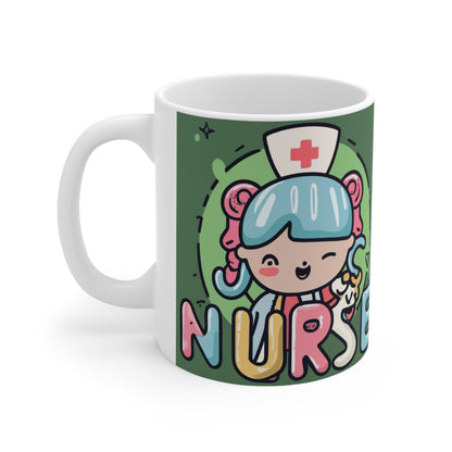 Nurse Kawaii Anime - Cute Character Graphic Cartoon - Ceramic Mug 11oz