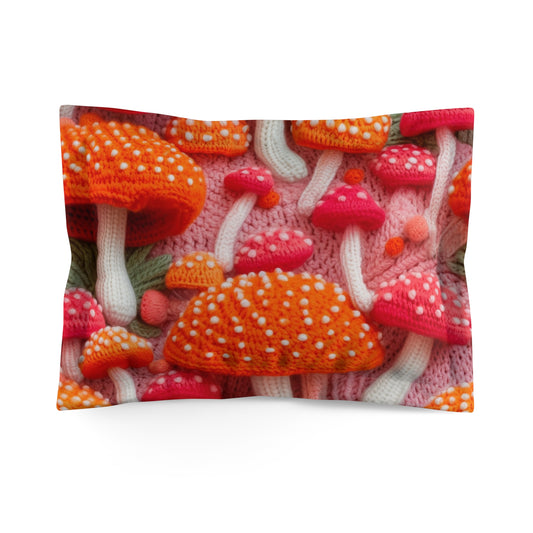 Mushroom Crochet, Enchanted Forest Design, Earthy Fungi. Mystical Magic Woodland, Immerse in Nature - Microfiber Pillow Sham