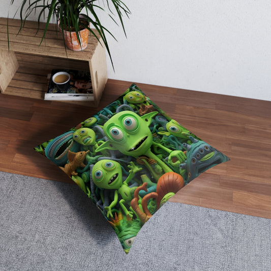 Toy Alien Story Space Character Galactic UFO Anime Cartoon - Tufted Floor Pillow, Square