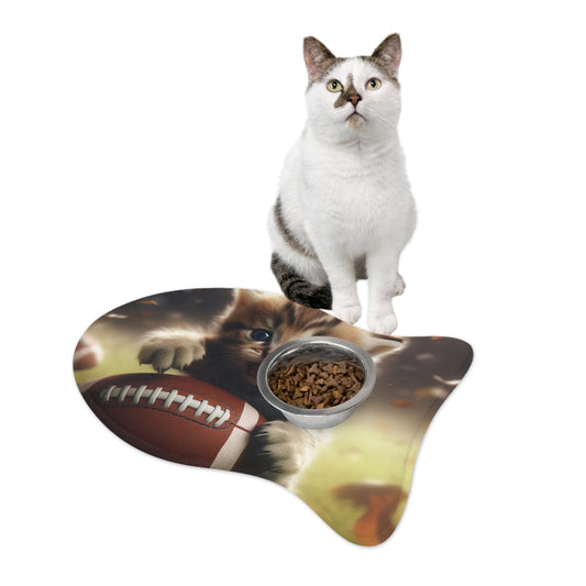 Football Kitten Touchdown: Tabby's Winning Play Sport Game - Pet Feeding Mats