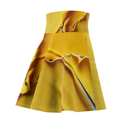 Banana Yellow Lemon: Bold Distressed, Denim-Inspired Fabric - Women's Skater Skirt (AOP)