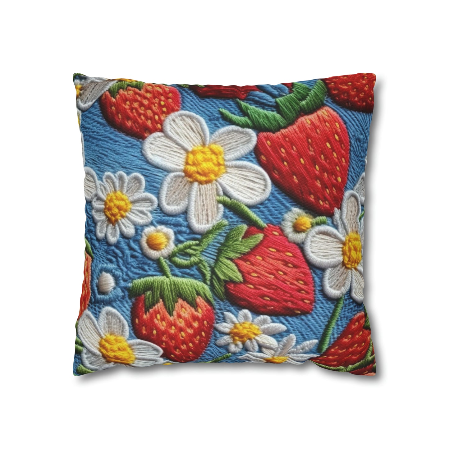 Orchard Berries: Juicy Sweetness from Nature's Garden - Fresh Strawberry Elegance - Spun Polyester Square Pillow Case